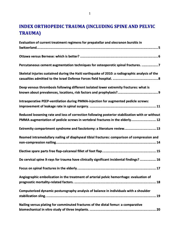 Orthopedic Trauma (including spine and pelvic trauma)