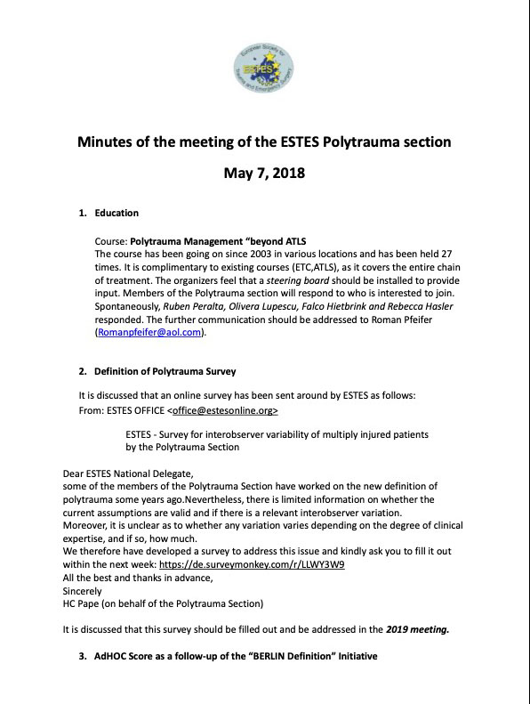 Section Meeting Minutes 2018