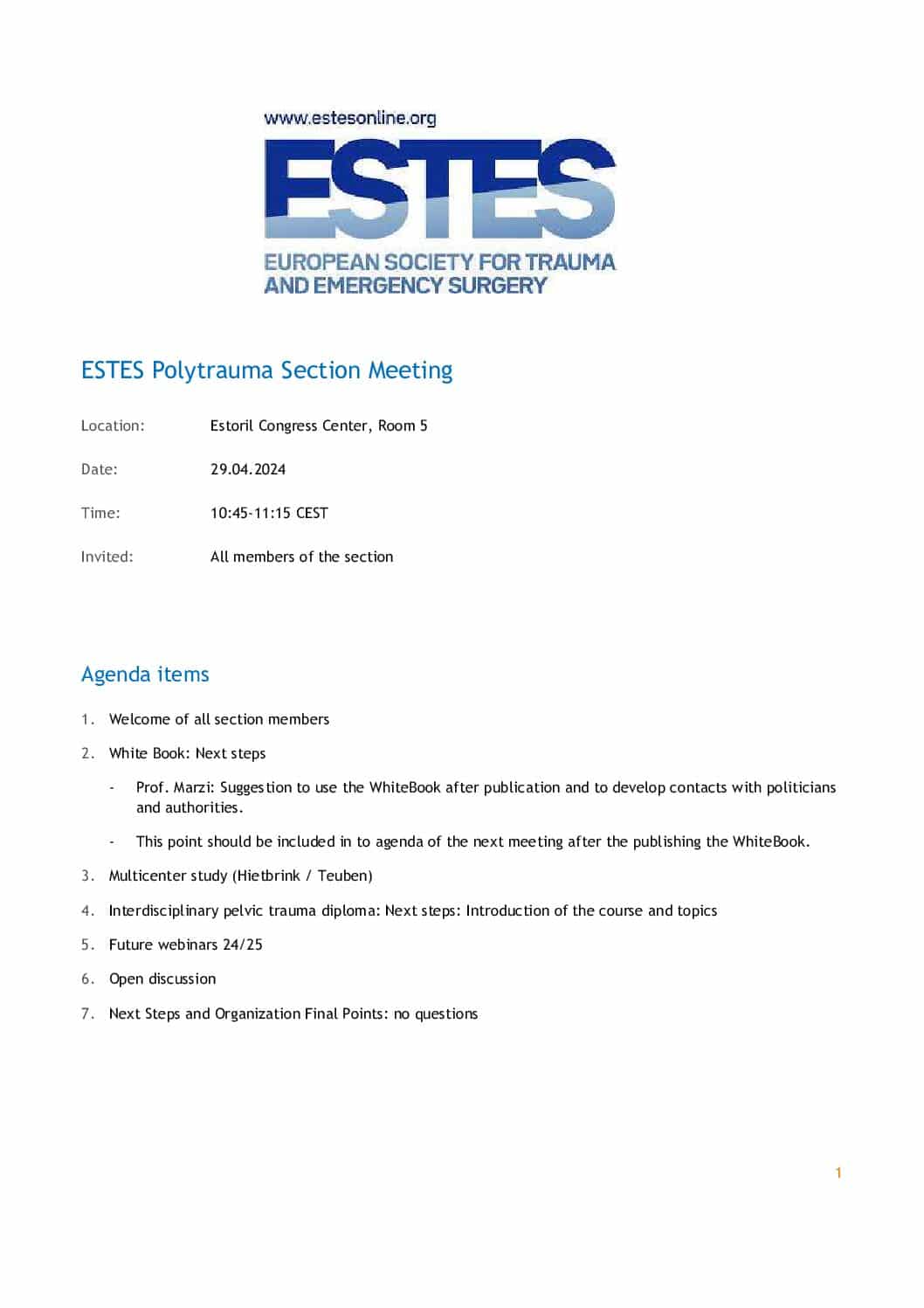 Section Meeting Minutes Estoril 2024